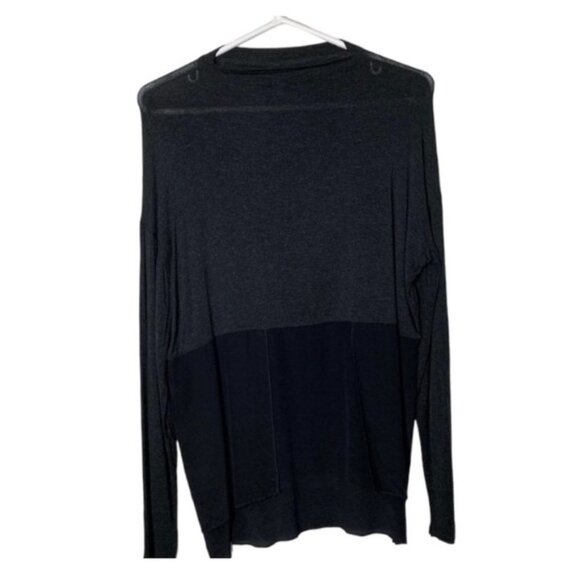 Aritzia Wilfred Blouse Top Long Sleeve Half Silk Mock neck Heathered Black XS - Picture 2 of 14